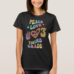 Groovy PEACE LOVE THIRD GRADE Leopard Print 3rd Gr T-Shirt