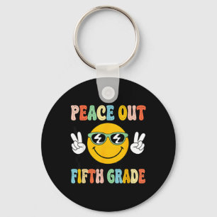 Groovy Peace Out 5th Fifth Grade Graduation Last Keychain