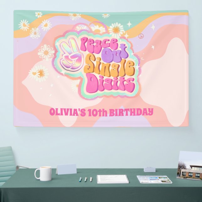 Groovy Peace Out Single Digits 10th Sign (Tradeshow)