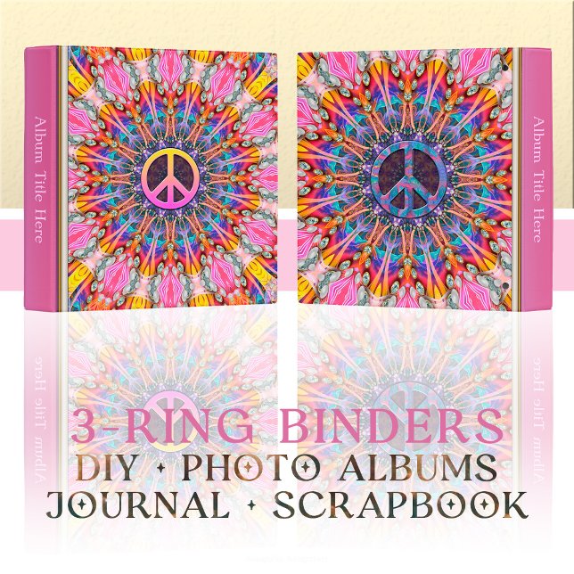 Groovy Peace Psychedelic Pink Kaleidoscope Binder (Creator Uploaded)