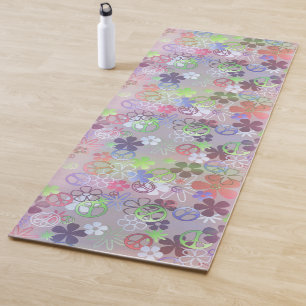 Groovy Peace Signs and Flowers Yoga Mat