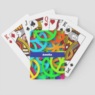 Groovy Peace Signs Rainbow Pattern Playing Cards