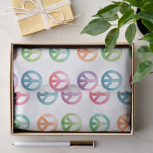 Groovy peace signs watercolor style hippie love tissue paper