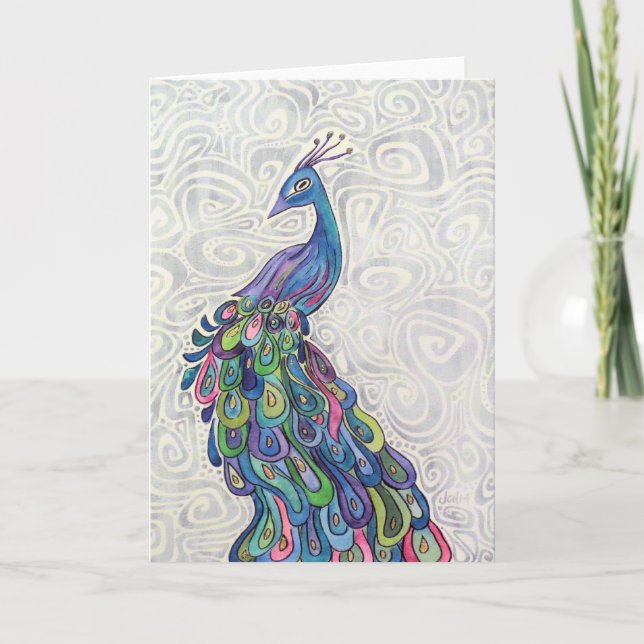 Groovy Peacock Greeting Card (Front)
