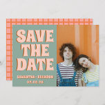 Groovy Photo Blue Pink Red Funky  Save The Date<br><div class="desc">Typography Groovy Bold Blue Pink Red Funky Save the Date</div>