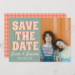 Groovy Photo Blue Pink Red Funky Save The Date<br><div class="desc">Groovy Bold Blue Pink Red Funky Save the Date</div>