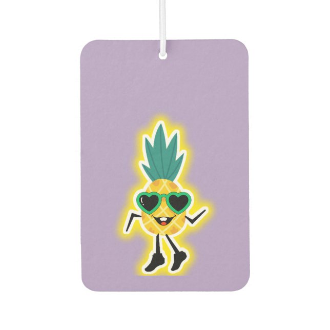 Groovy Pineapple Vibes – Cool Fruit Cartoon  Air Freshener (Front)