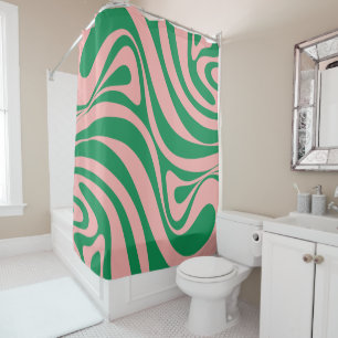 Groovy Pink and Green Retro Swirls 