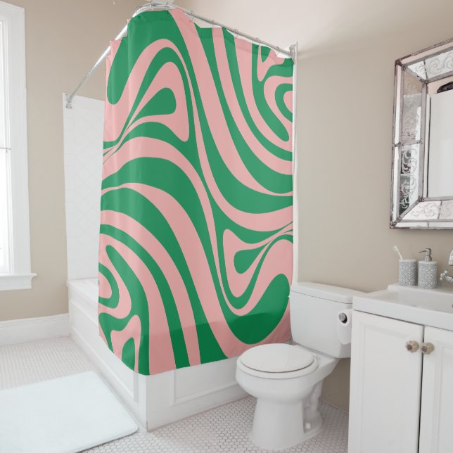 Groovy Pink and Green Retro Swirls  (In Situ)
