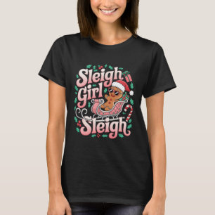Groovy Pink Christmas Sleigh Girl Sleigh Gingerbre T-Shirt