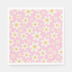 Groovy Pink Daisy Birthday Napkin