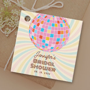 Groovy Pink Disco Ball Bridal Shower Thank You Favour Tags