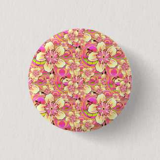 groovy pink flower pattern 1 inch round button
