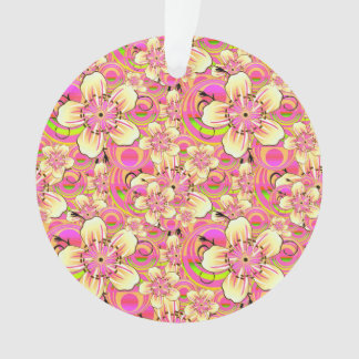 groovy pink flower pattern ornament