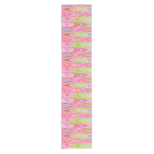 Groovy Pink Green Wave abstract Short Table Runner