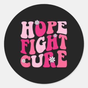 Groovy Pink Hope Fight Cure Breast Cancer Awarenes Classic Round Sticker