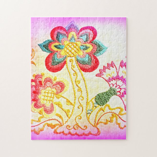 groovy pink palm tree jigsaw puzzle (Vertical)