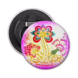 groovy pink palm tree magnet bottle opener
