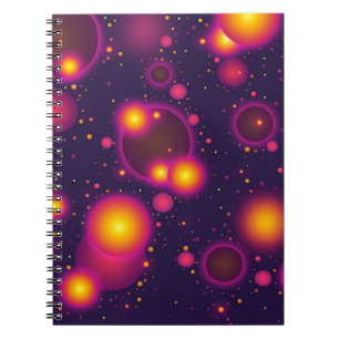 Groovy Pink Purple and Yellow Glowing Bubble Abstr Notebook