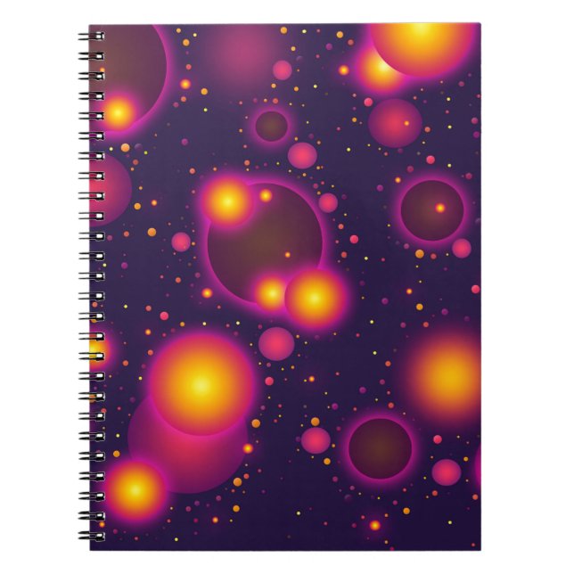 Groovy Pink Purple and Yellow Glowing Bubble Abstr Notebook (Front)