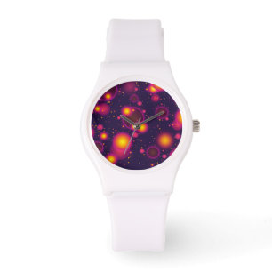 Groovy Pink Purple and Yellow Glowing Bubbles Watch