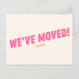 Groovy Pink We've Moved New Moving Announcement Postcard