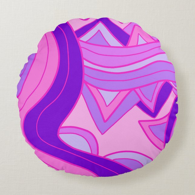 Groovy Pinks Round Pillow (Front)