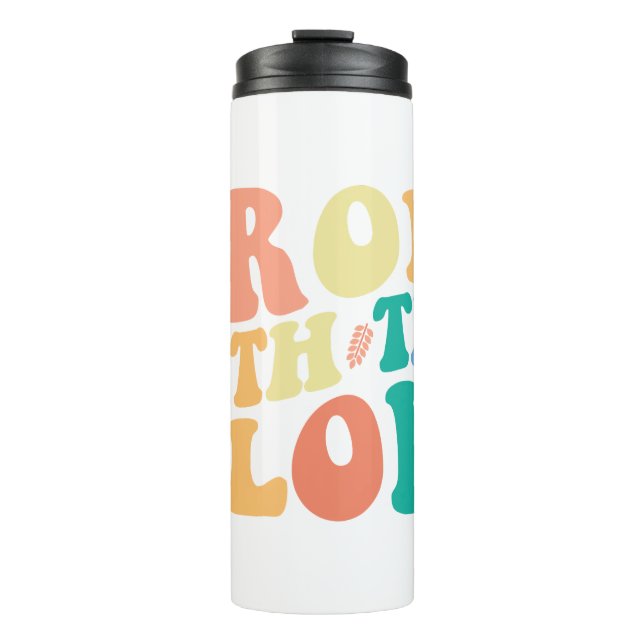 Groovy Plant Lover "Grow With The Flow" Graphic Thermal Tumbler (Front)