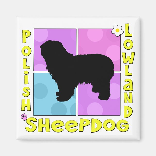 Groovy Polish Lowland Sheepdog Magnet (Front)