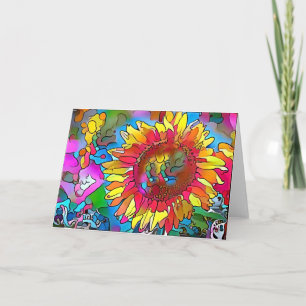 Groovy Pop Art Sunflower Art Card