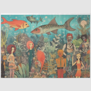 Groovy Pop Culture Under The Sea Collage Decoupage Tissue Paper