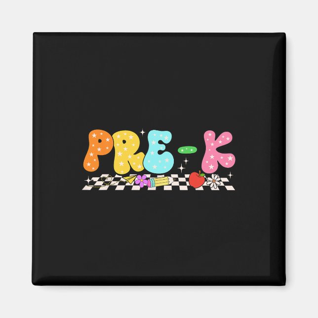 Groovy Pre-k Back To School First Day Of School Bo Magnet (Front)