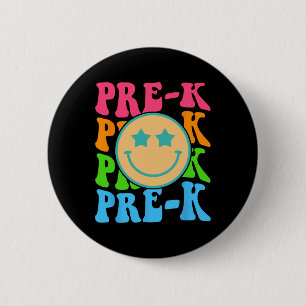 Groovy Pre-K Vibes Face Retro Teachers Kids Back T 2 Inch Round Button