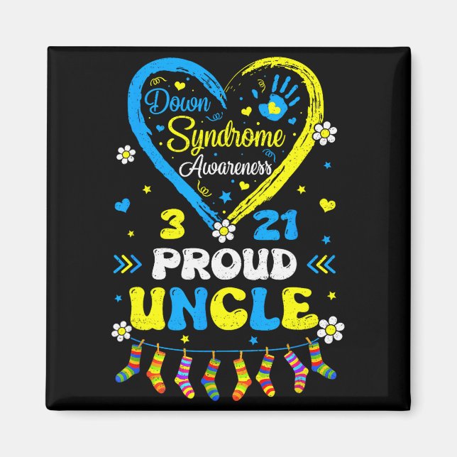 Groovy Proud Down Syndrome Uncle Awareness Matchin Magnet (Front)
