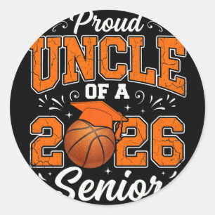 Groovy Proud Uncle Of A Cl Of 2026 Graduate Gradua Classic Round Sticker