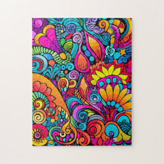 Groovy Psychedelic Floral Jigsaw Puzzle
