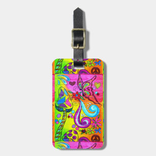 Groovy psychedelic hippie colours Thunder_Cove Luggage Tag