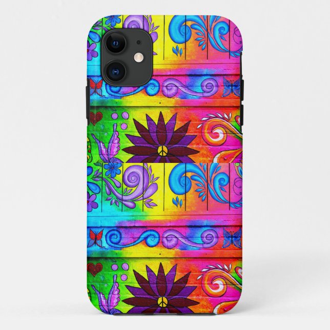 groovy psychedelic hippie phone case (Back)