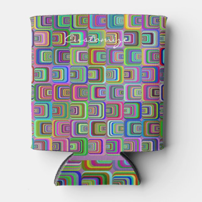 Groovy psychedelic hippie-style Thunder_Cove Can Cooler (Front)