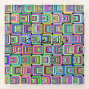 Groovy psychedelic hippie-style Thunder_Cove Glass Coaster
