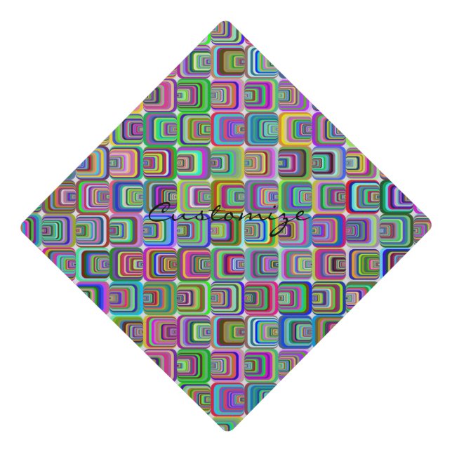 Groovy psychedelic hippie-style Thunder_Cove Graduation Cap Topper (Front)