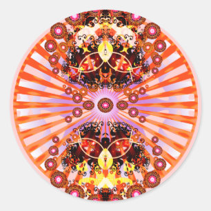 Groovy Psychedelic Mandala Classic Round Sticker