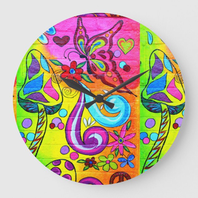 groovy psychedelic musahroom and butterfly clock (Front)