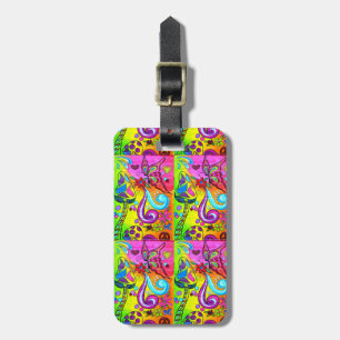 groovy psychedelic mushrooms luggage tag