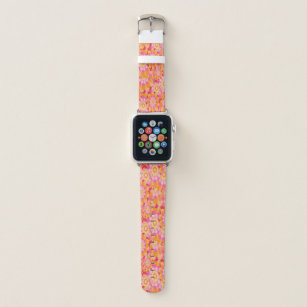 Groovy Psychedelic Pink Orange Hippy Flower Apple Watch Band