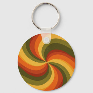 Groovy Psychedelic Swirl Print Keychain