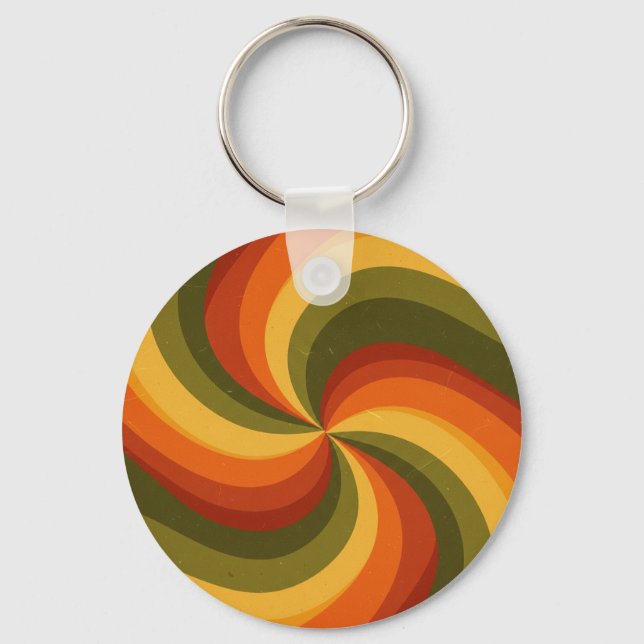 Groovy Psychedelic Swirl Print Keychain (Front)