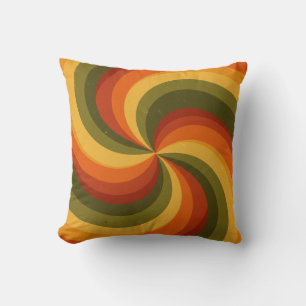 Groovy Psychedelic Swirl Print Throw Pillow