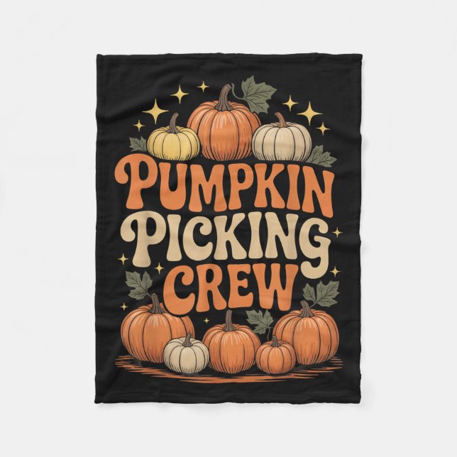 Groovy Pumpkin Cking Crew Matching Family Autumn F Fleece Blanket (Front)