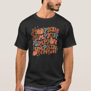 Groovy Pumpkin Season Hello Fall Vibes Retro T-Shirt